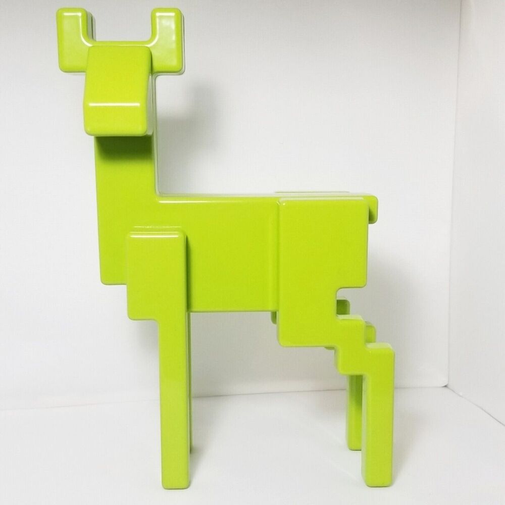 Ikea Monika Mulder Metal Enameled Art Deco Deer Lime Green Pixel Art
